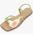 LACIKOSZ Calla Lily Flat Sandals Women’s Size 10 Green Floral Square Toe New — photo 3
