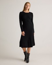 Quince Women Mongolian Cashmere Wide-Rib Midi Dress Black L