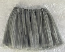 Girl  s Layered Tulle Skirt-Shorts Combo Size 10/12 Gray  Silver Preowned