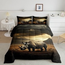 Rhinoceros Comforter Set King Size,African Wild Animal Rhino Bedding Set for ...