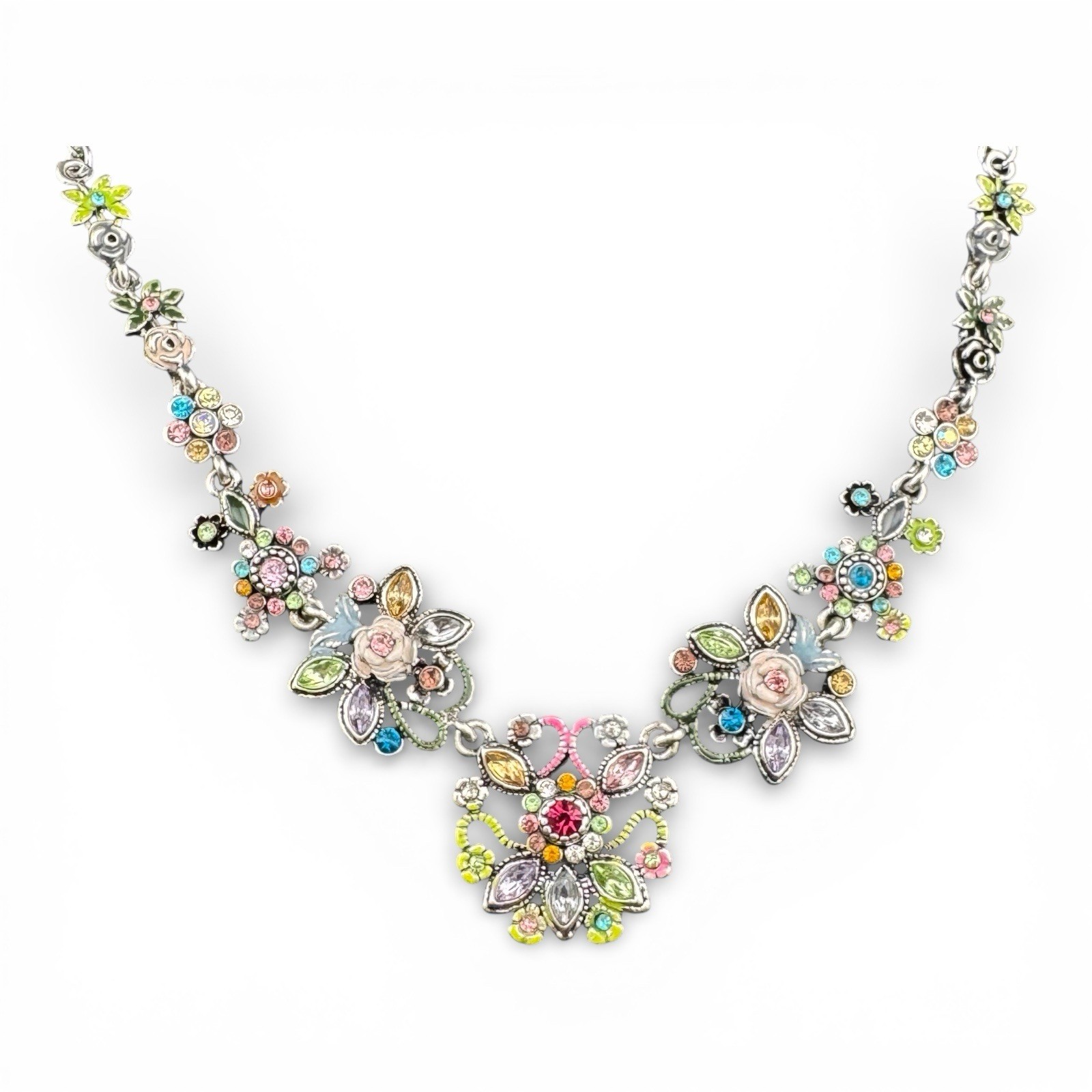 Pretty Plunder Signed Silver Tone Multicolor Enam… - image 5