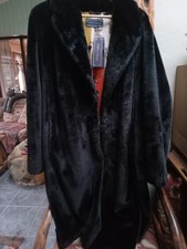 White Label Black Faux Fur Coat Size UK 20
