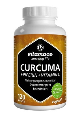 Kurkuma Kapseln hochdosiert & vegan, Piperin + Curcumin 140 g (1er Pack), Uni 