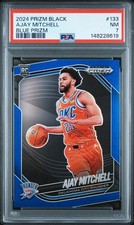 2024 PANINI PRIZM BLACK BLUE PRIZM #133 AJAY MITCHELL 116/199 PSA 7
