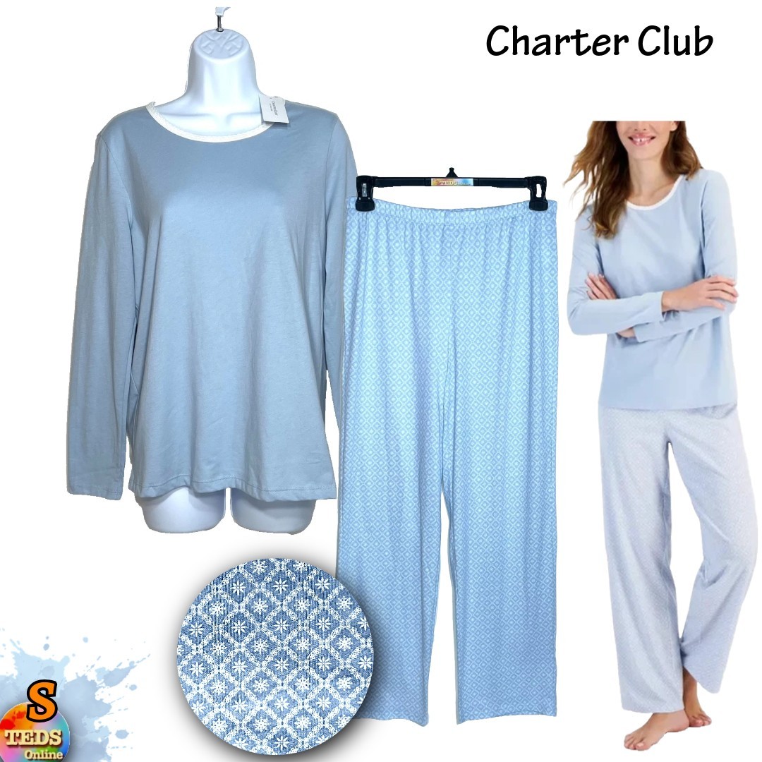 NWT Charter Club Women's S 2-Pc. Long-Sleeve Pajamas Set 100189851