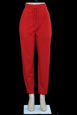 St John Knits Wool Blend Tapered Leg Drawstring Pants Apple Red Size Large 695