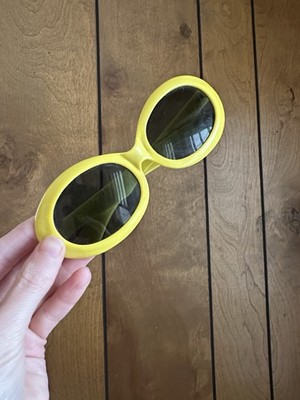 Vintage 60s Mod USA Made Willson Yellow Sunglasses 