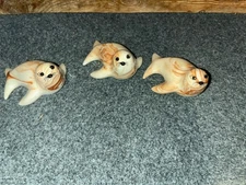 Lot Of 3 Clay Seal Figurines Alaska Native Clay 4 Inches￼