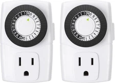 BND-60/U47 Indoor Mini 24-Hour Mechanical Outlet Timer, 3-Prong, 2-Pack