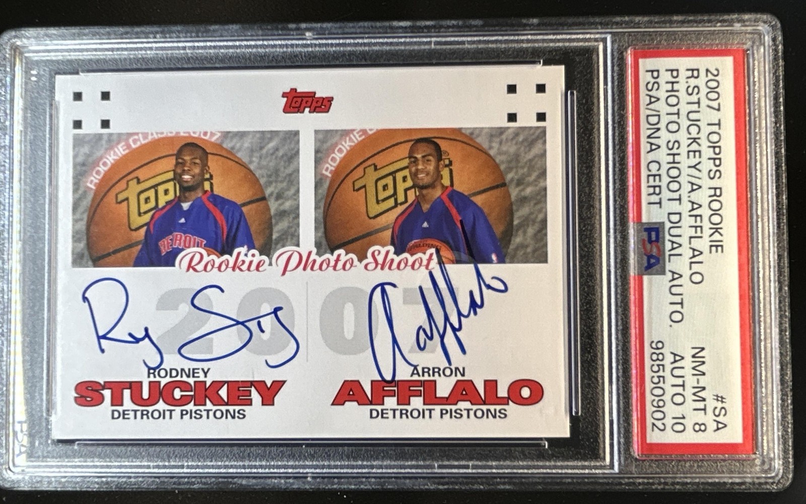 2007-08 Topps Rodney Stuckey Arron Afflalo Rookie Photo Shoot Auto #SA PSA 8 10 view 1