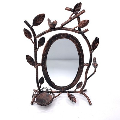 Metal Birds on Branches w/ Birds Nest Table Desk Vanity Mirror