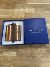 1x Haig Club Copper Stainless Steel Scotch Whisky Hip Flask 6oz 177ml Gift Box