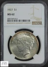 1927 Peace Silver Dollar $1 NGC MS 62