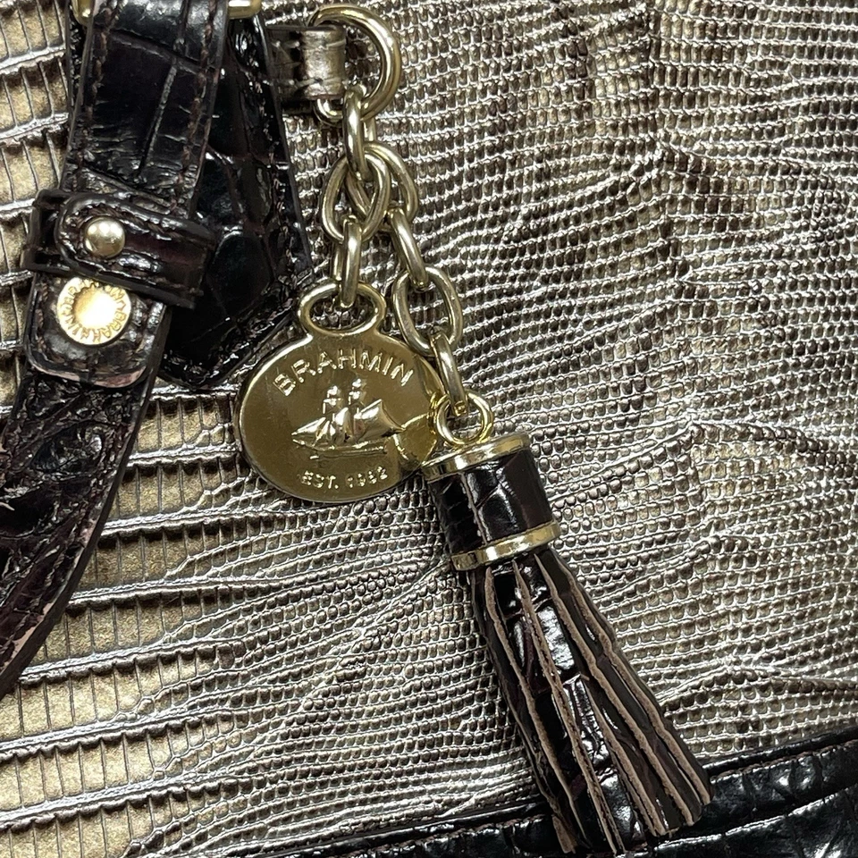 Bolso Bandolera Brahmin Sable Pennfield Mini Asher Cuero Melbourne Dorado Marrón Foto 3 de 4