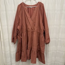 Madewell Long Sleeve Dress Mauve Womens 4X Adjustable Cinch Waste Pockets