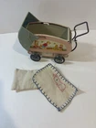 1950s Ohio Art Co. Tin Litho Baby Buggy Doll Carriage Toy Blanket Cushion Pad