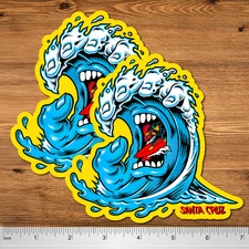 Santa Cruz Style Screaming Wave Surf Skate Sticker Decal 2-Pack Vinyl 5"×3.5"