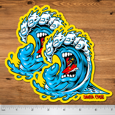 Santa Cruz Style Screaming Wave Surf Skate Sticker Decal 2-Pack
