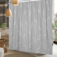 Modern Minimalist Shower Curtain Set Boho Geometric Plant Leaves Grey White D...