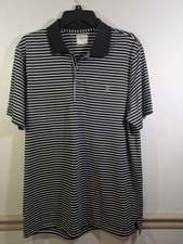 Izod Golf Mens Polo Shirt Black/White Striped...