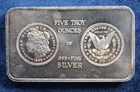 5 oz 0.999 Fine Silver Bar Morgan South East Refining