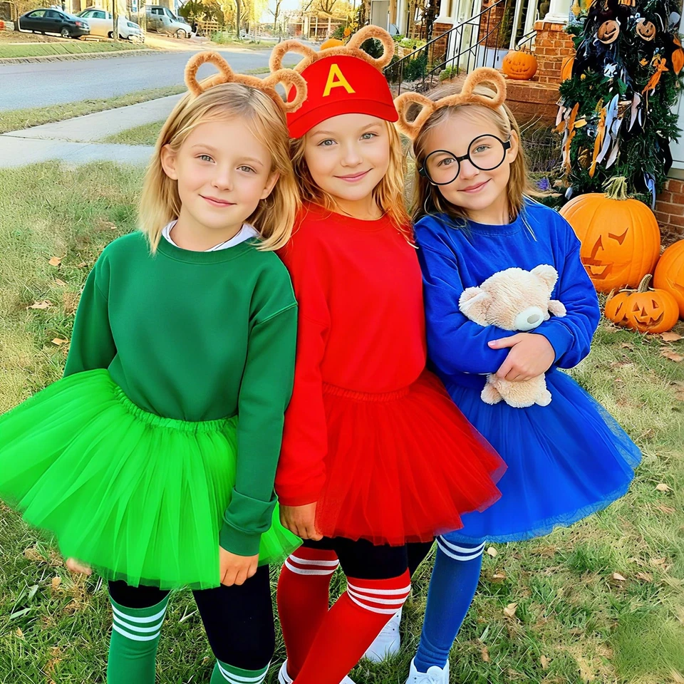 Животное бурундук костюм комплект с ушами обруч для волос, юбки, круглые очки, шляпа, 3... - Изображение 2 из 4