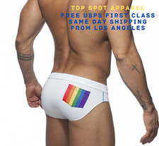 Men's Swim Briefs Rainbow Back Pocket Bathing Suit Vacation Beach Party Swimsuit