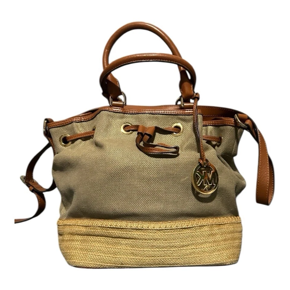 Bolso Bandolera/Bolso de Hombro Michael Kors Marina Grande Alpargata Lona Dorada Foto 3 de 4