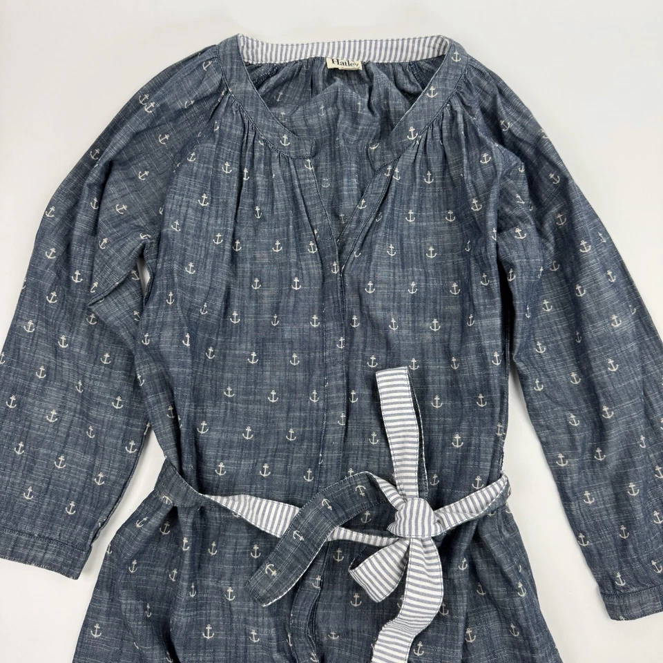 Hatley 蓝色 Chambray 锚衬衫礼服腰带 M 码 100% 棉航海 — 第 3/4 张图片