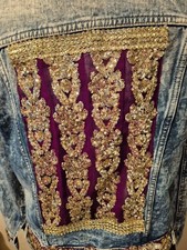 Recycled denim. Denim jacket with sequins.SIZE-M.UK