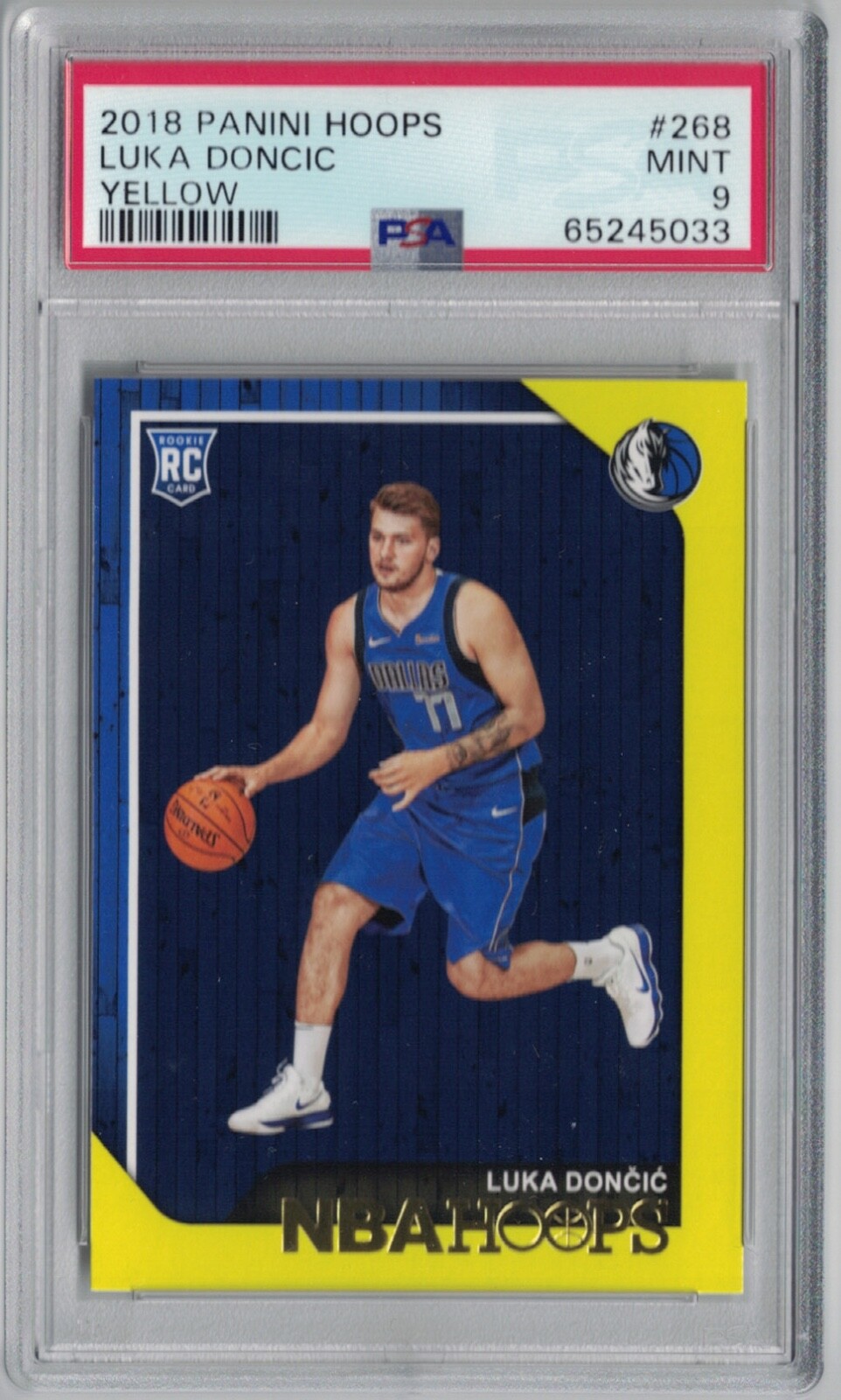 Luka Doncic 2018-19 Panini Hoops Yellow Rookie Card RC PSA 9 #268