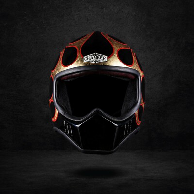 VINTAGE CHAMBER CUSTOM HELMET ULTRA9 FLAMES FOR BOBBER CHOPPER