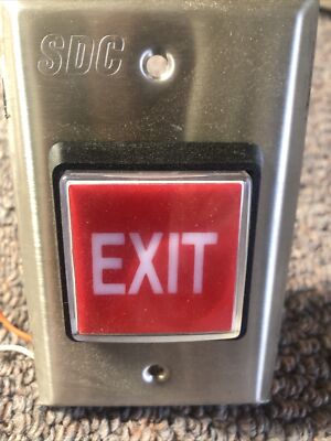 SDC Push Switch - Model No. 422RE-24VU - Red Exit - Stainless Steel
