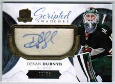 17/18 UD THE CUP DEVAN DUBNYK SCRIPTED SWATCHES PATCH AUTO /35 MINNESOTA WILD