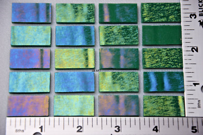 0145.31 - 20 IRIDIZED OPAQUE JADE GREEN 1/2'' x 1'' BULLSEYE GLASS 90 COE