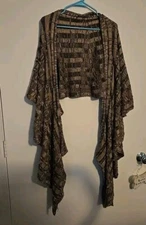 Brown And Tan shawl Wrap Boho vest one size