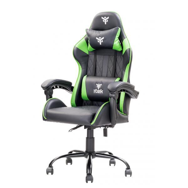itek Gaming Chair RHOMBUS PF10 - PVC, Doppio Cuscino, Schienale Reclinabile, Ner