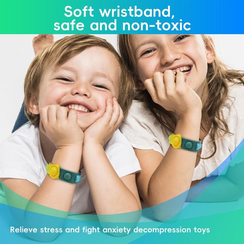 Sensory Fidget bracelet Toys Stress Relief Anti Anxiety Silicone Toy Kids Adults - Picture 4 of 12
