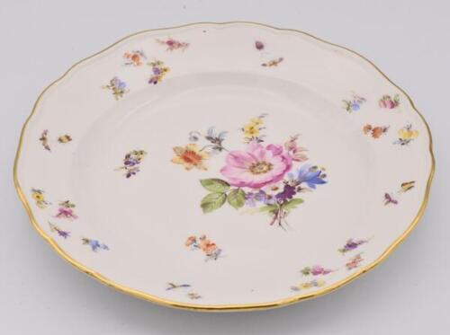 Piatto da torta originale Meissen porcellana fiori insetti 1. Wahl 19,7 cm - Foto 1 di 12