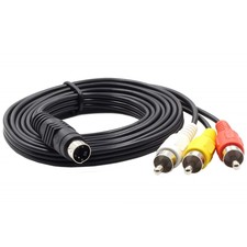 4 Pin Mini DIN S-Video TV To 3 RCA Male AV Cable Video Converter Adapter Lead