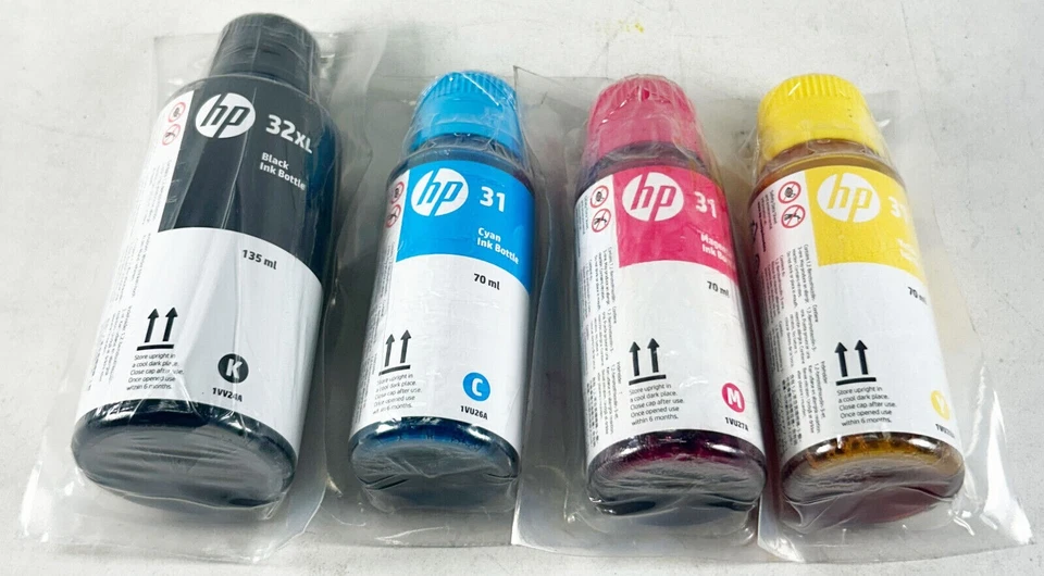 Paquete de 4 botellas de tinta originales HP 32XL + HP 31 para Smart Tank Plus 551 651 Foto 2 de 2