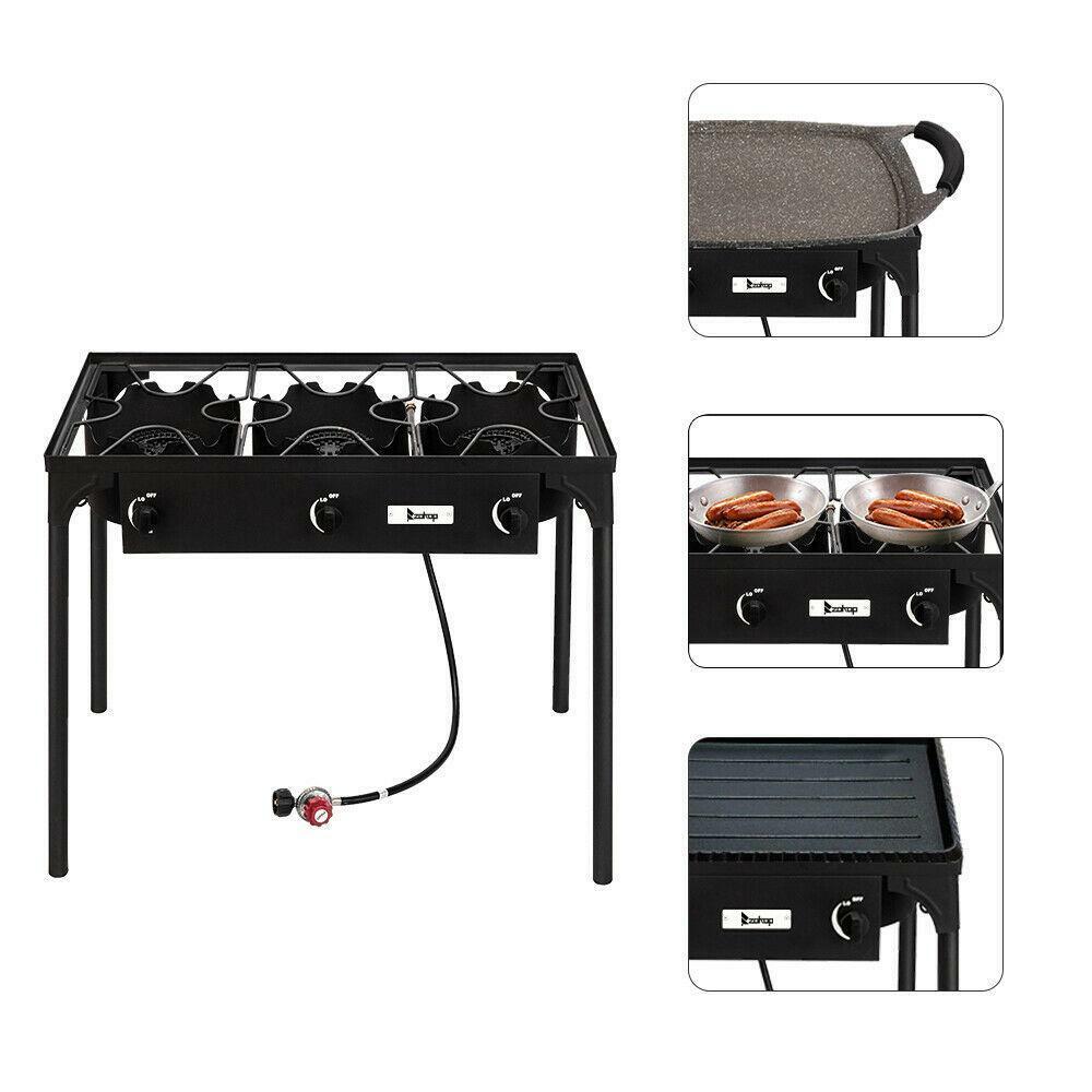 ZOKOP Dependable Performance Portable 3 Burner Gas Cooker Outdoor Camp Stove  | eBay