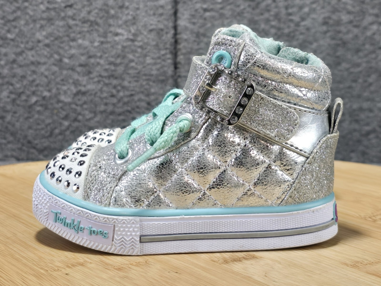 SAOLA Scarpe sneakers argento Skechers Twinkle Toes cuore e suola bambina taglia 5