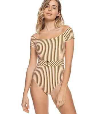 Roxy L123625 Womens Orange PT Beach Classics Off-Shoulder Swimsuit Size Small