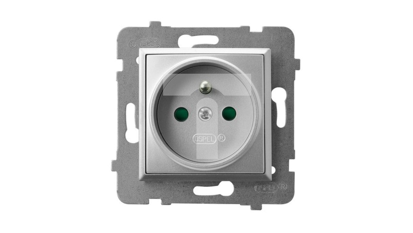 ARIA Single socket with/with shutters for current paths silver GP-1UZP/m/ /T2UK