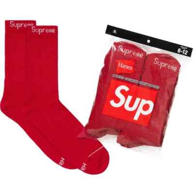 Supreme Hanes Crew Socks (4 Pack) - Red