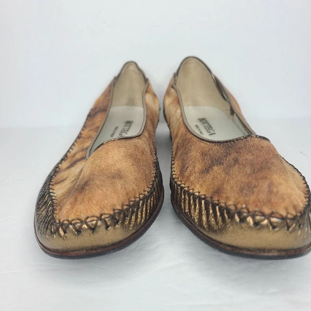 Ballerine Bottega Veneta bicolore dettaglio punto bronzo marrone taglia 43 5