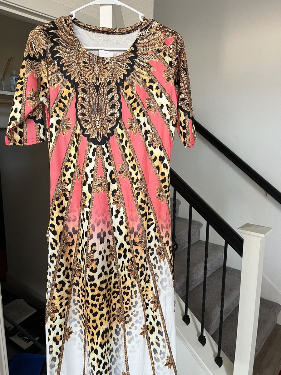 zebra pink dress Y2K Pink Zebra Mini Dress: Beaded Fringe, XXS
