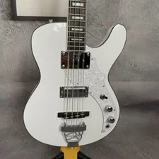 4-Strings White Electric Bass Solid Rosewood Fretboard HS Pickups Basswood Body
