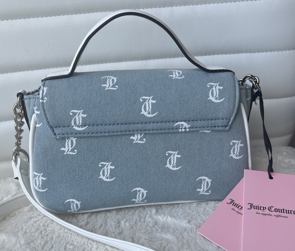 Juicy Couture Denim/White Made You Look Fashion Flap Small Juicy Couture Denim/White Made You Look Fashion Flap Small